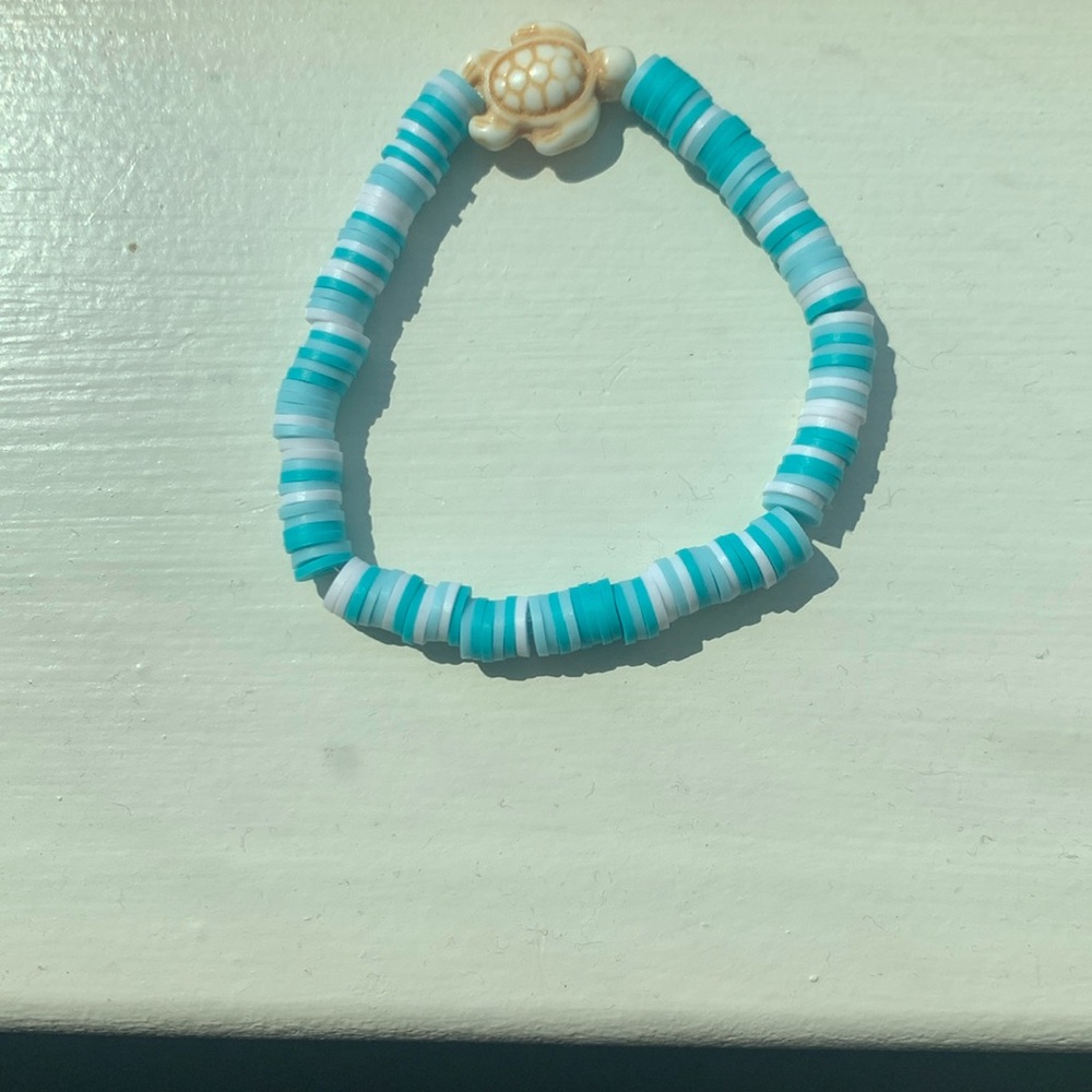 Blue and white turtle bracelet